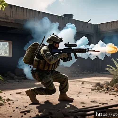 Home 17 배틀그라운드 PUBG 모바일 업데이트 - A dynamic battle scene set in a visually enhanced Erangel map featuring detailed military base with ...
